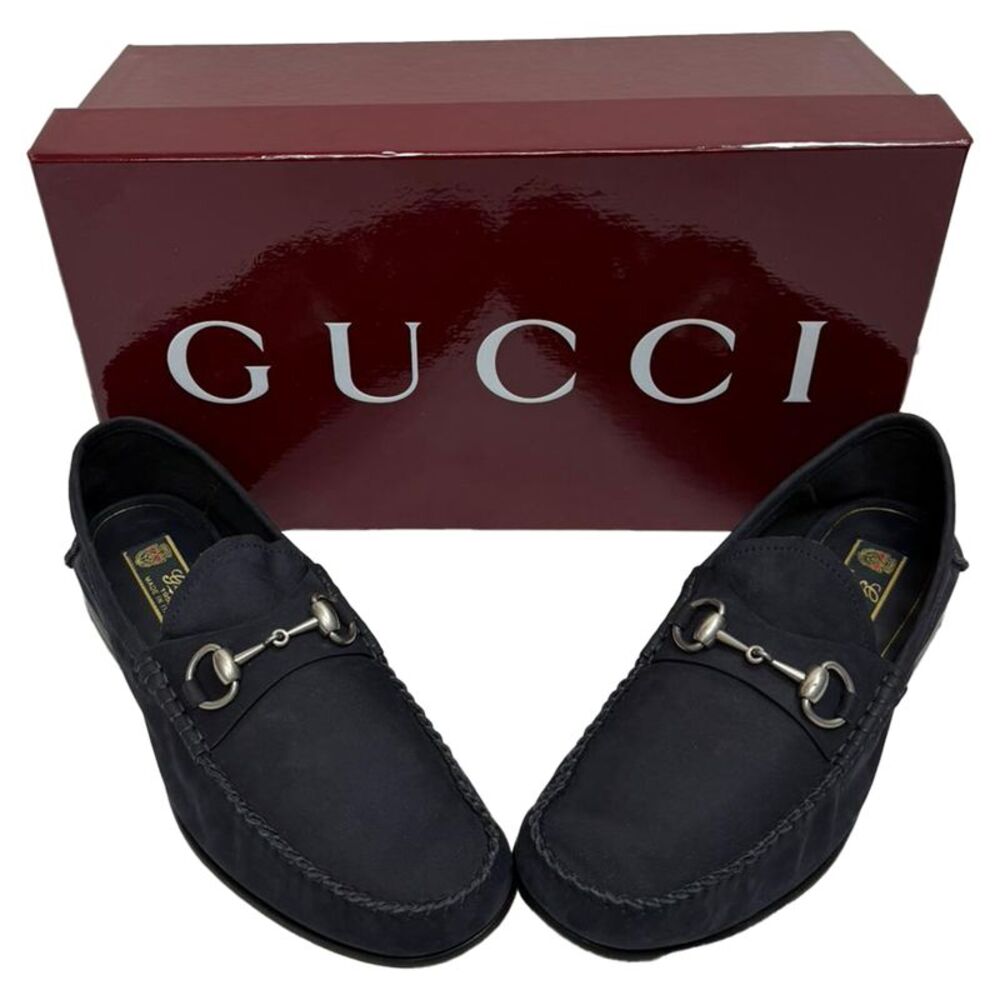 Gucci 1953 Horsebit Convertible Loafers in Navy Blue Suede - Picture 10 of 10